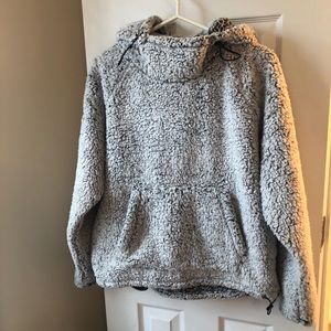 PINK VS Gray Sherpa Pullover Hoodie